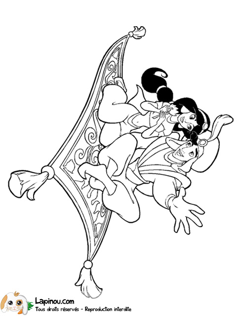 Aladdin et Jasmine sur un tapis volant