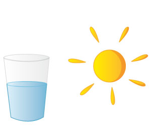 Le soleil avec un verre d'eau
